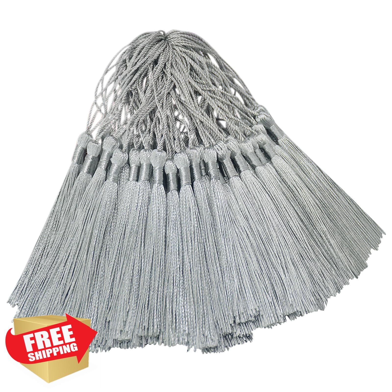 100pcs Light Grey 5" Graduation Bookmark Tassels for DIY Crafts
