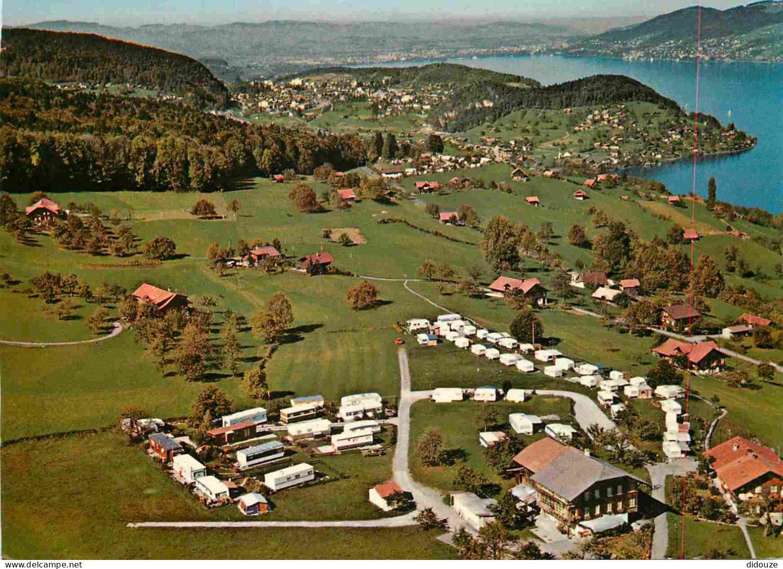 Postcard - Camping - Switzerland - Krattigen - Camping Stuhlegg - Aerial view -