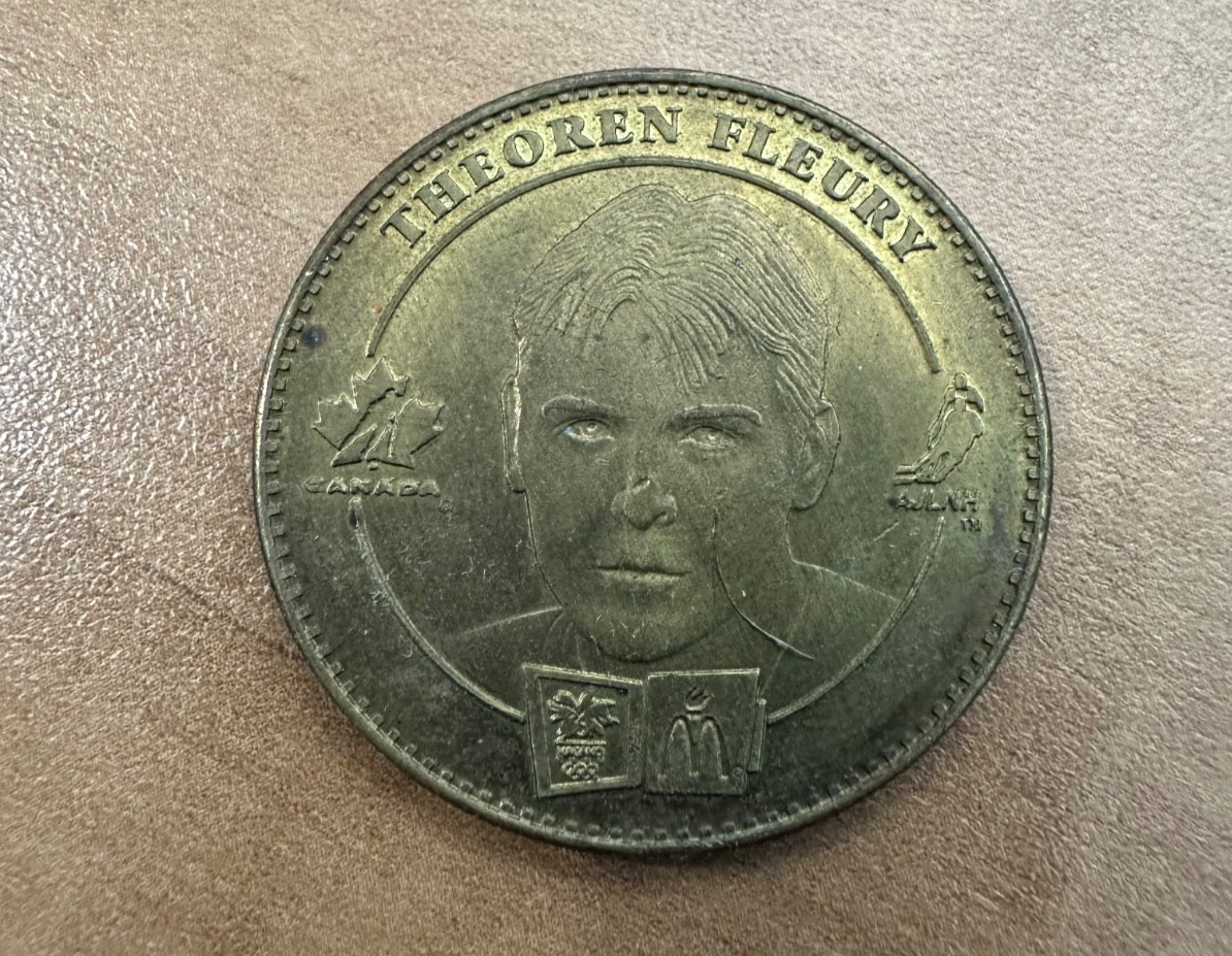 McDonald’s Canada 1996-97 NHL Hockey Medallion Kariya and Fleury 2-Sided Token