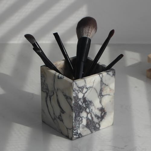 Genuine Marble Toothbrush Holders for Bathroom, Natural Marble Calacatta Viola
