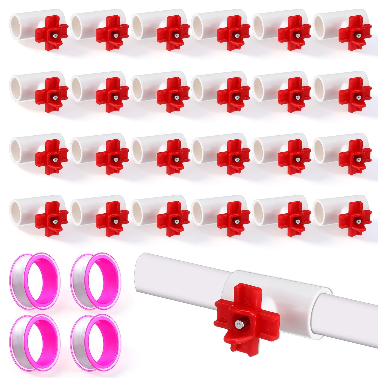 24 Pack Horizontal Chicken Water Nipples with 1/2'' PVC Tee Fittings Automati...