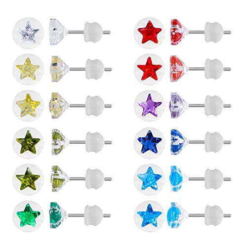 12 Pairs Plastic Earrings for Sensitive Ears, Plastic Post Stud Traditional
