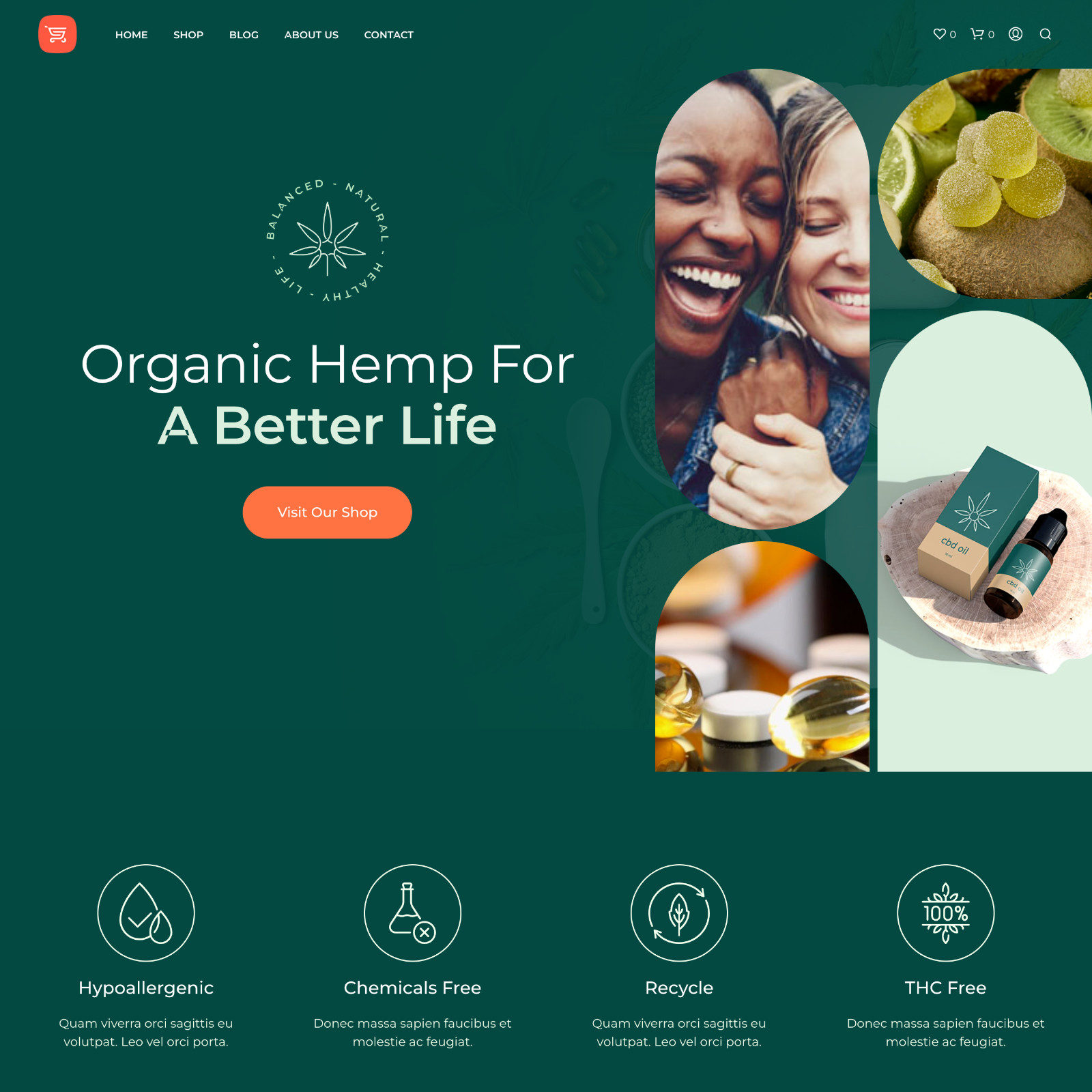Hemp Shop Website Design for Sale with Free VPS Web Hosting
