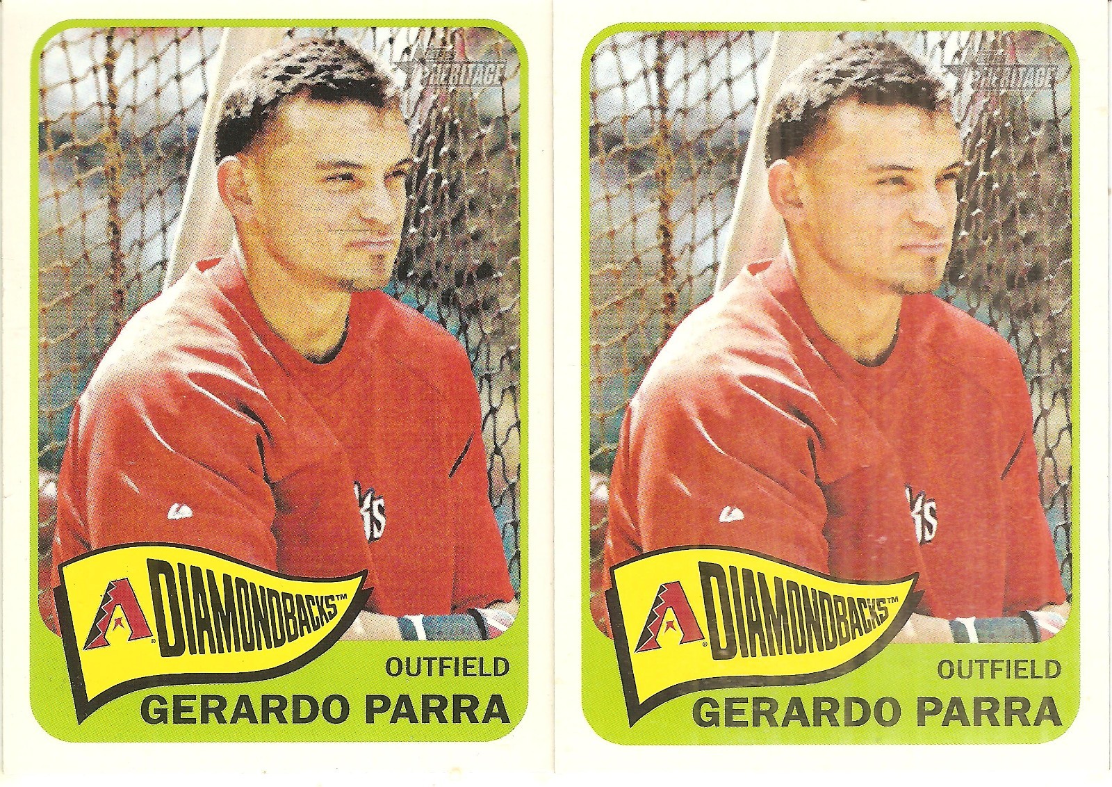 2 CARD 2014 TOPPS HERITAGE GERARDO PARRA BASEBALL CARD LOT