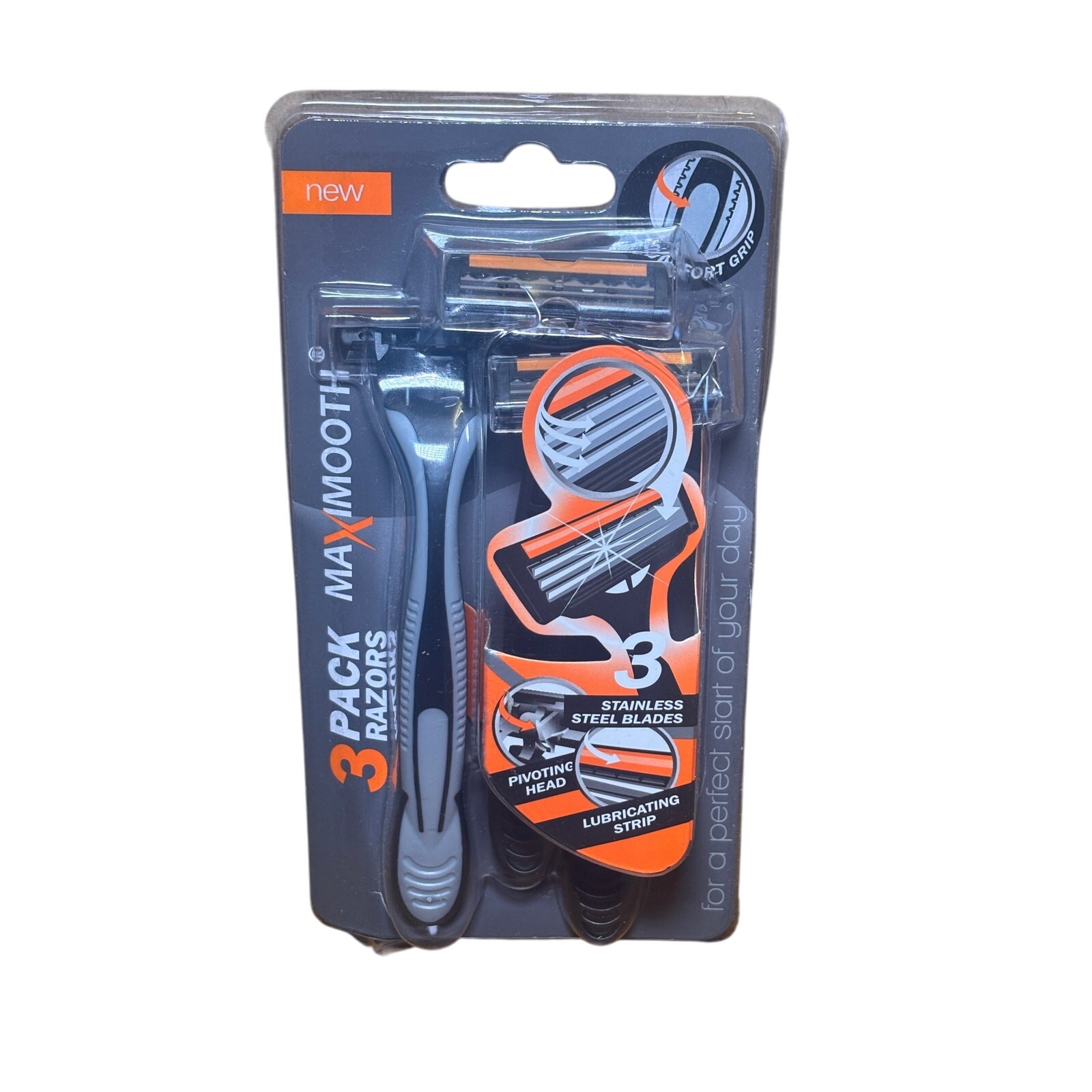 Maximooth 3 Pack Disposable Razors for Men Comfort Grip Pivoting Head