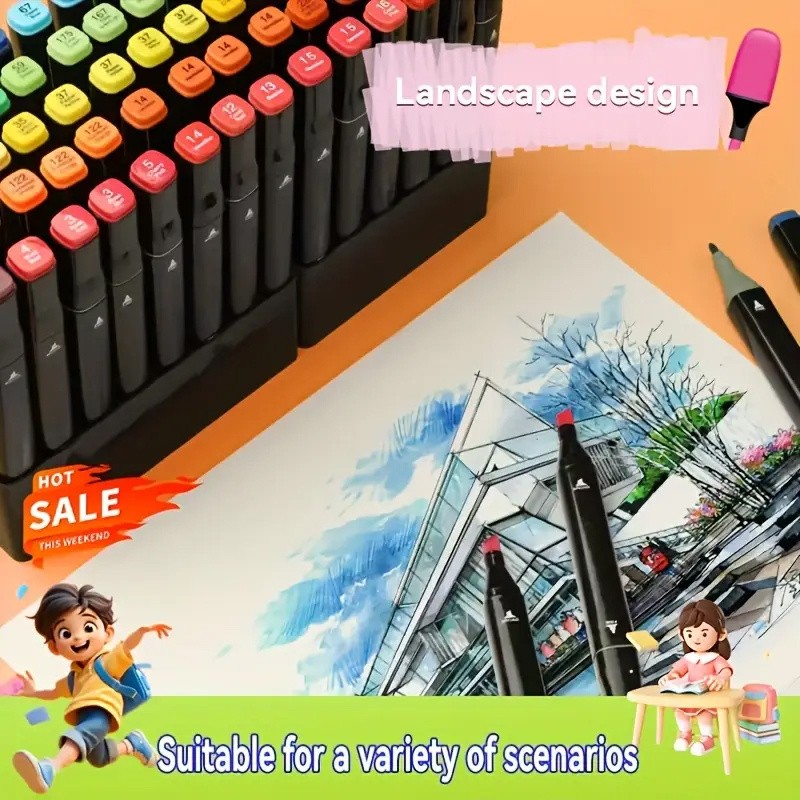 80/ 24 Color Art Marker Pen, Double-pointed Drawing Pen, for Artists to Paint