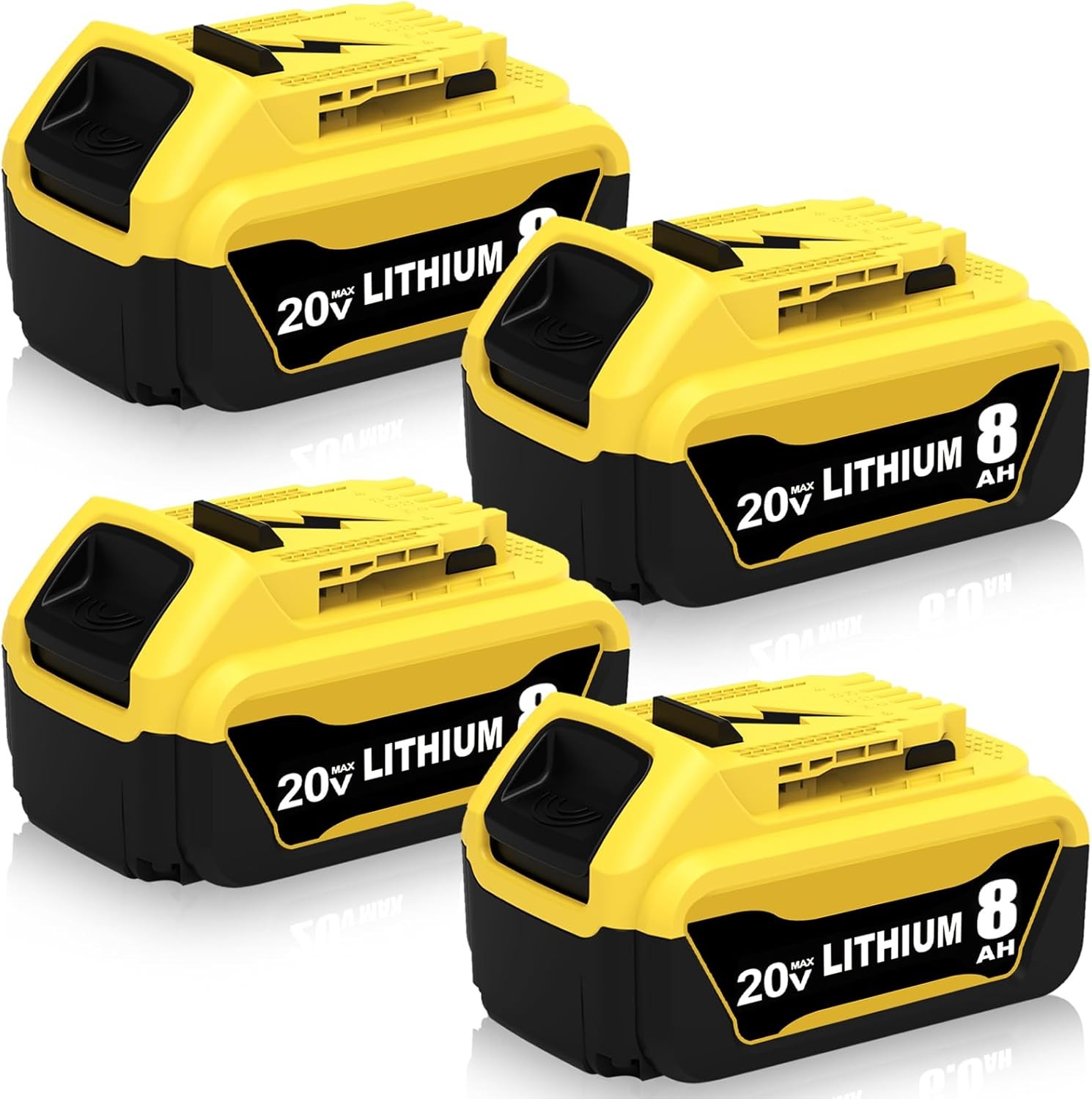 4Pack For DeWalt 20V 20 Volt Max XR 8.0AH Lithium Ion Battery DCB208 DCB203