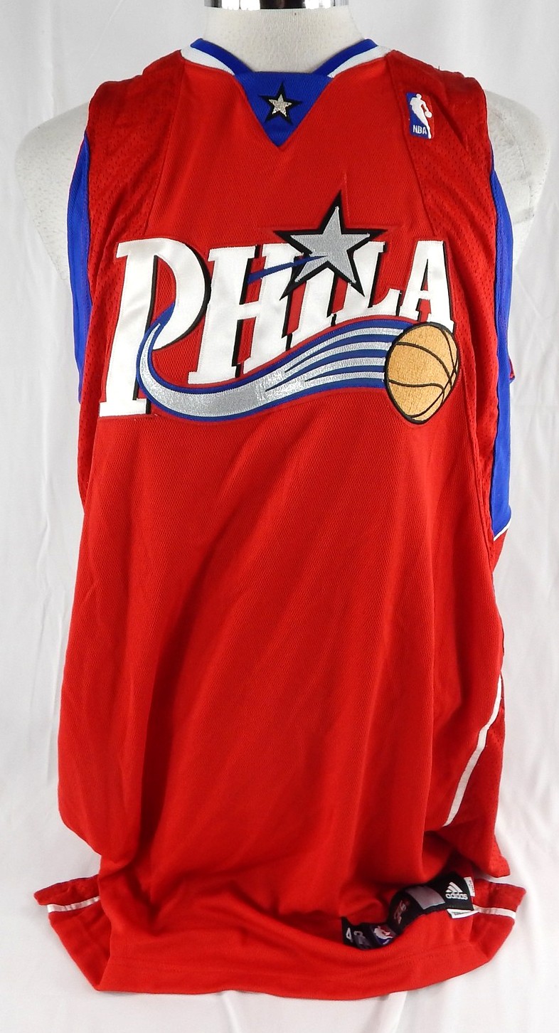 2008-09 Philadelphia 76ers Blank Game Issued Red Jersey 48 932