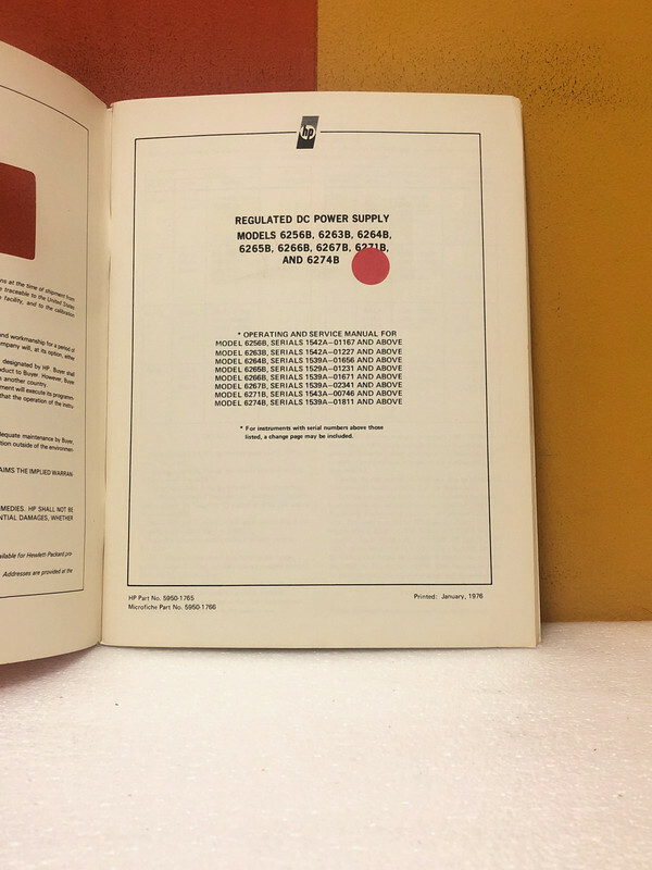 HP 5950-1765 Power Supply 6256B 6263B 6264B 6265B 6266B 6267B 6271B 6274B Manual