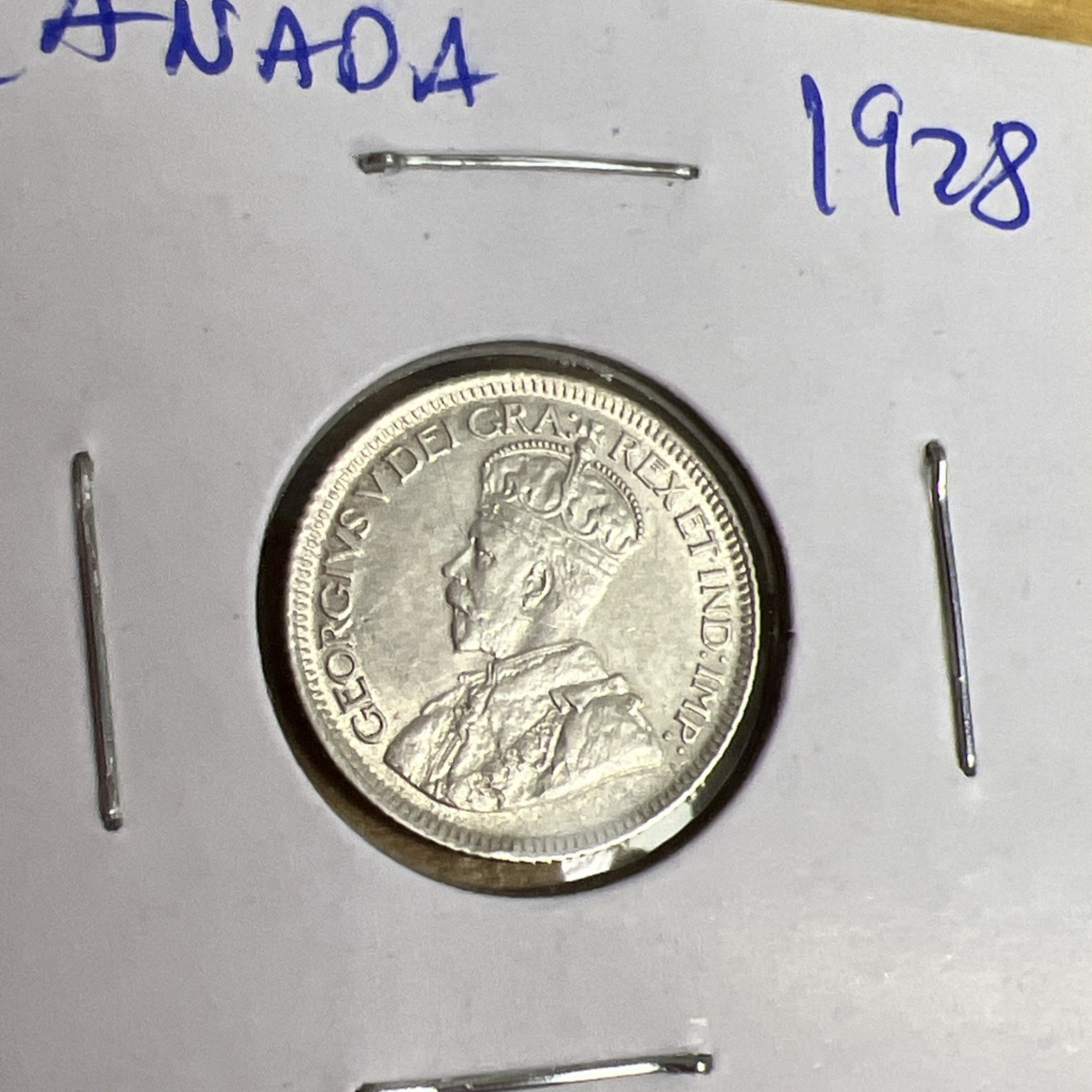 1928 King George V Canada Silver 10 Cents Coin