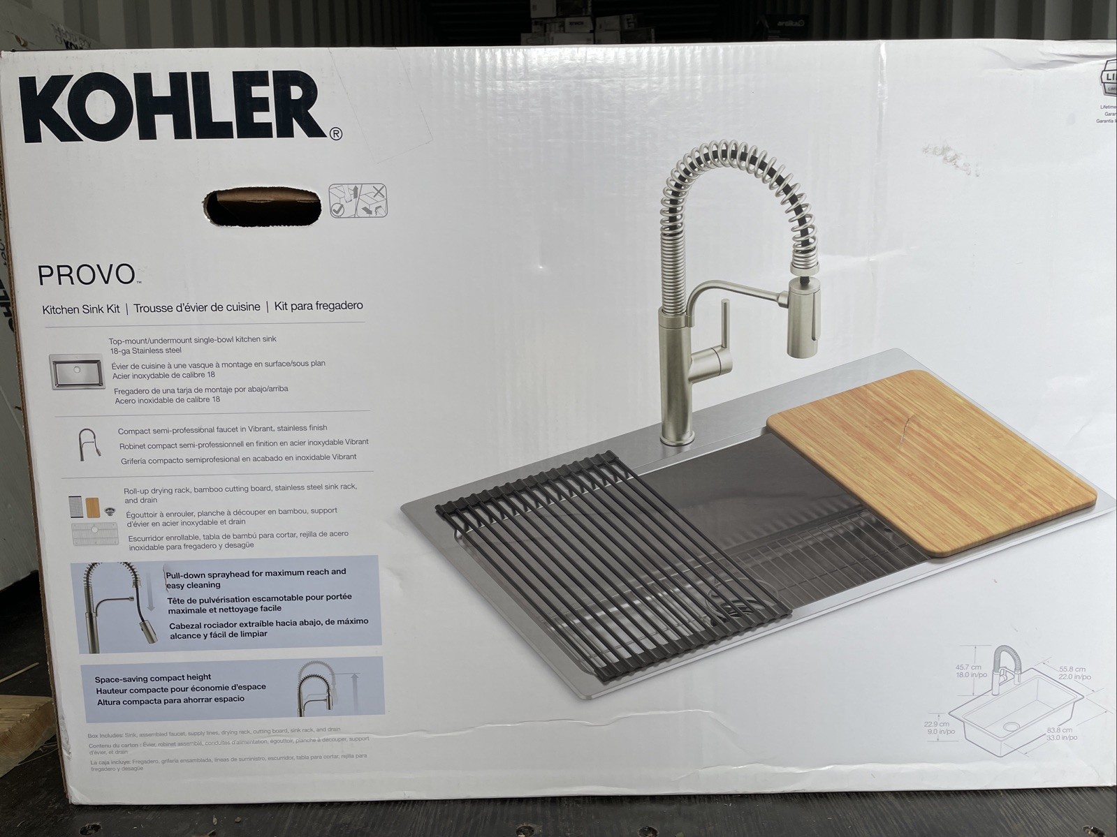 KOHLER Provo™ 33" Single-Bowl Workstation Kitchen Sink Kit | K-35963-1PC-NA