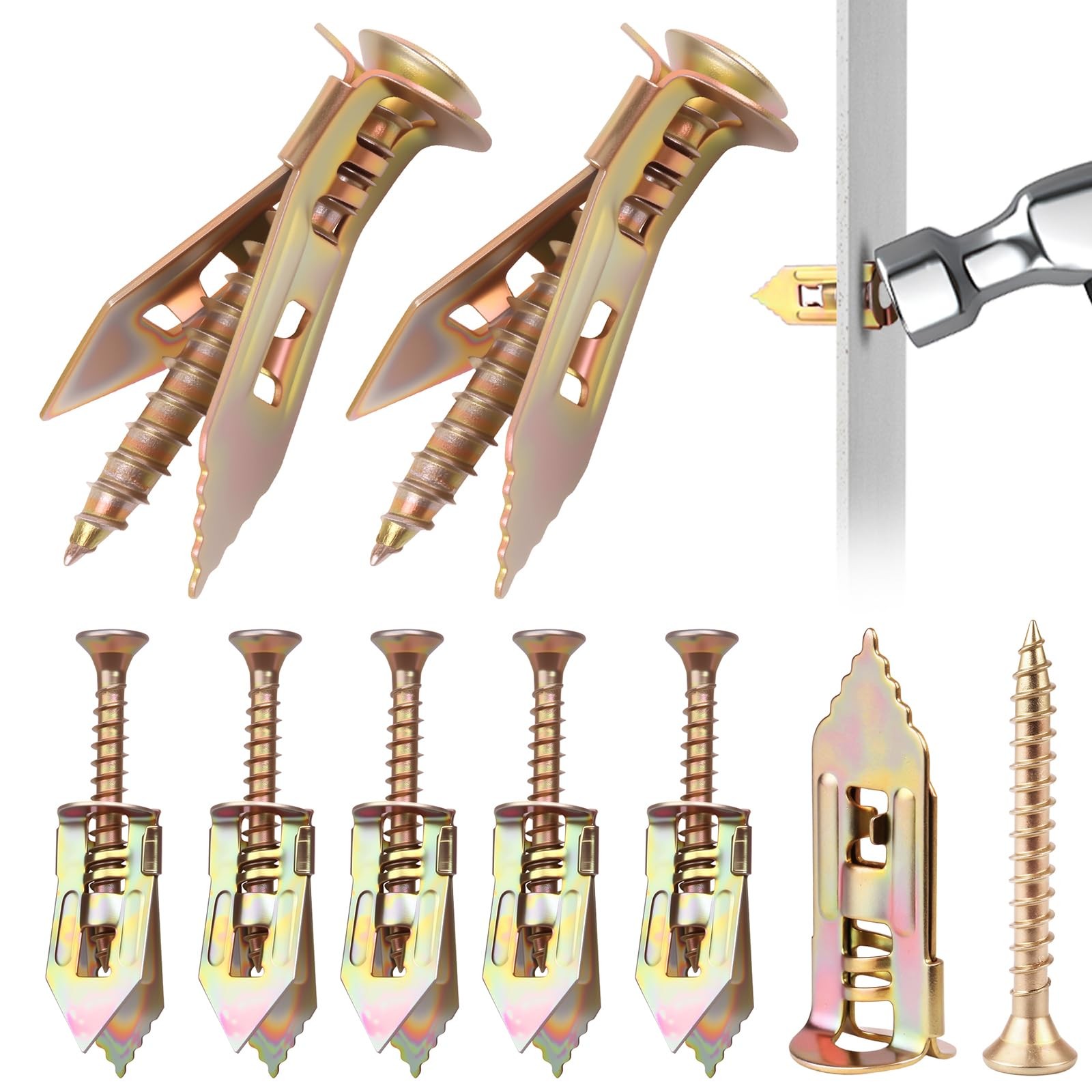 160 Pcs Self Drilling Drywall Anchors with Screws Kit, 80 Sheetrock Anchors 0...