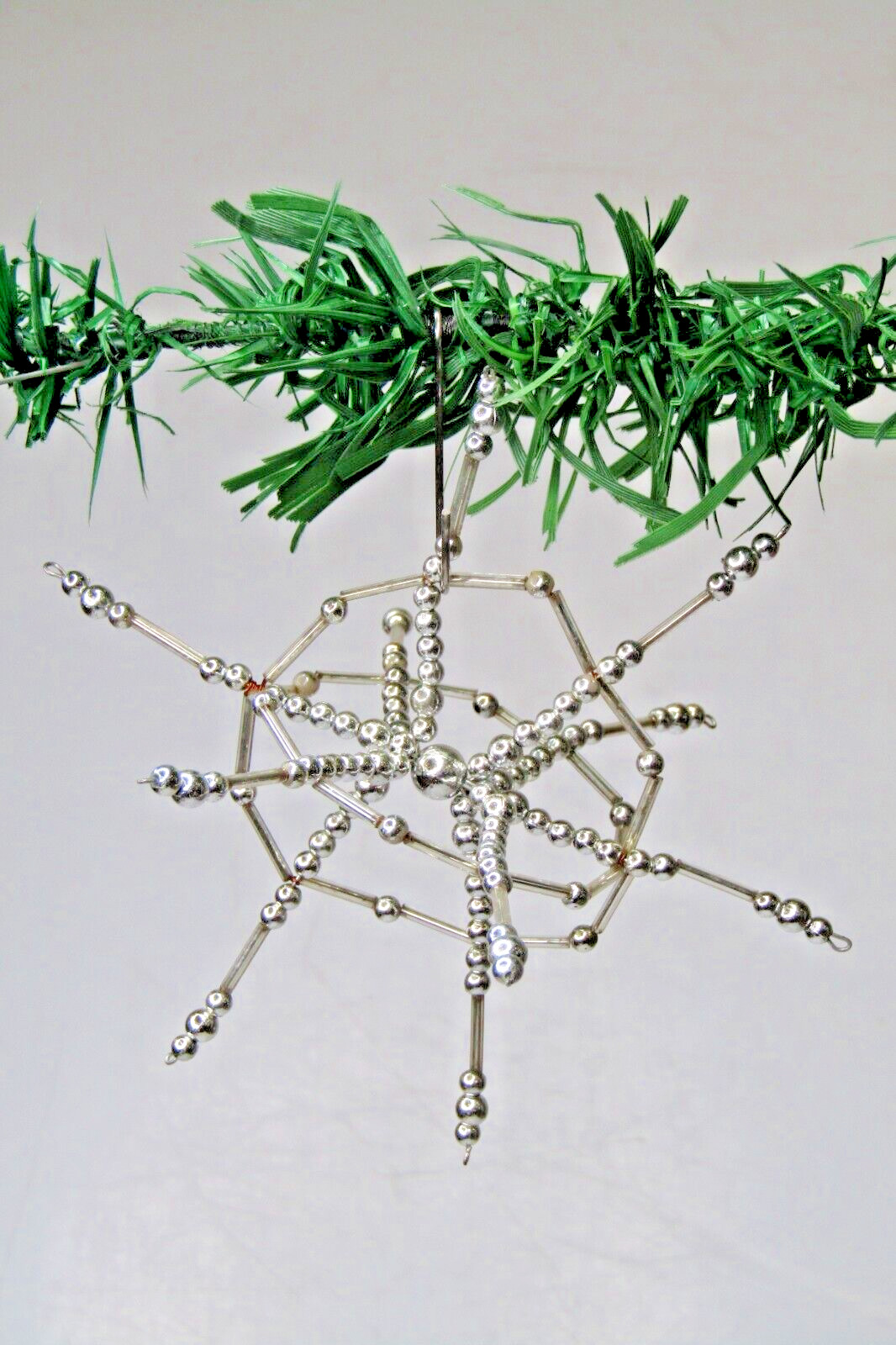 Vintage Blown Tubes Glass Beaded UFO SPUTNIK Christmas Ornament Czech