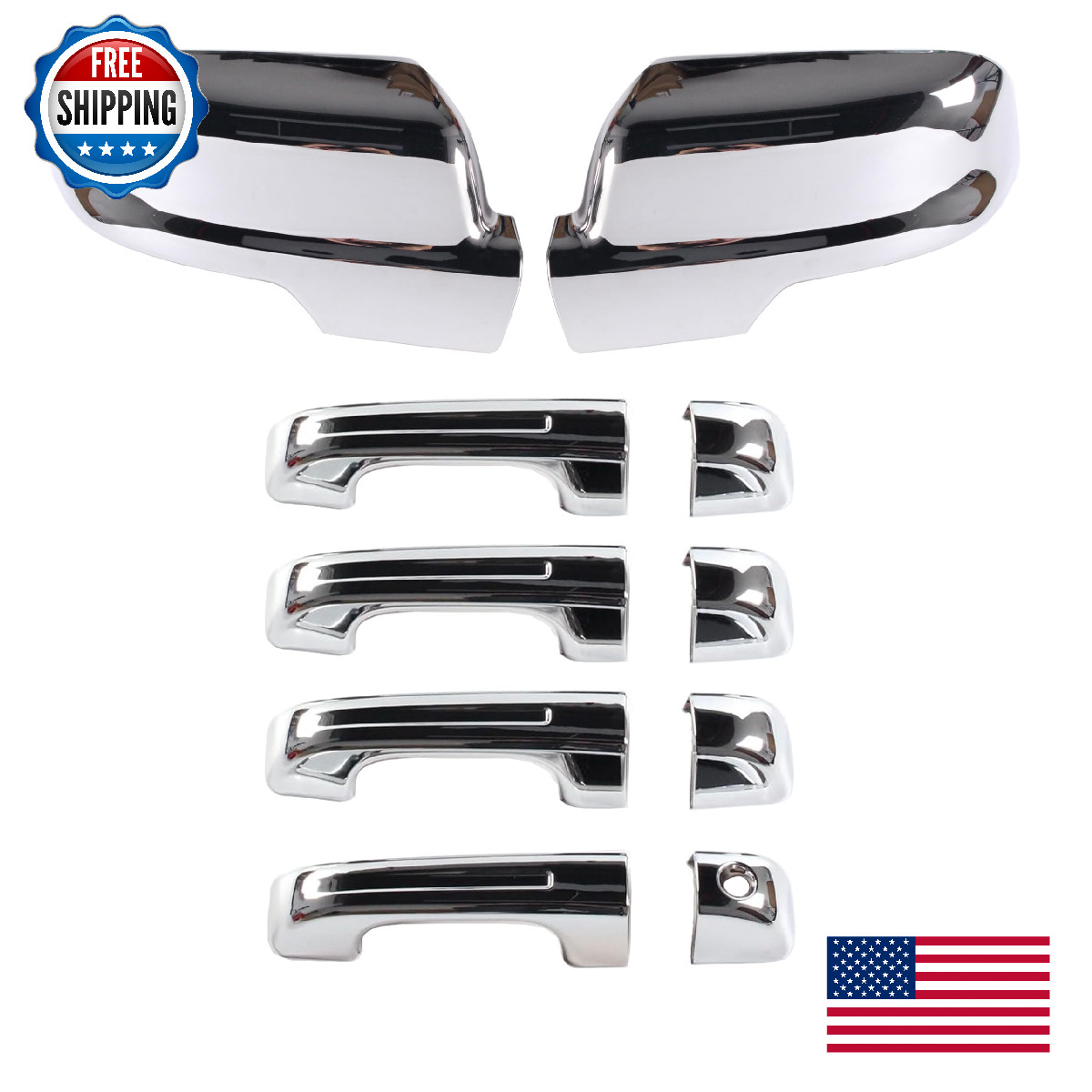 AUCERAMIC Chrome Mirror & Door Handle Covers for 2019-2025 Ram 1500 (No Smart Ke
