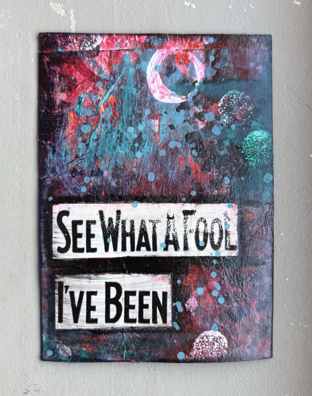 aceo ooak mixed media original abstract painting