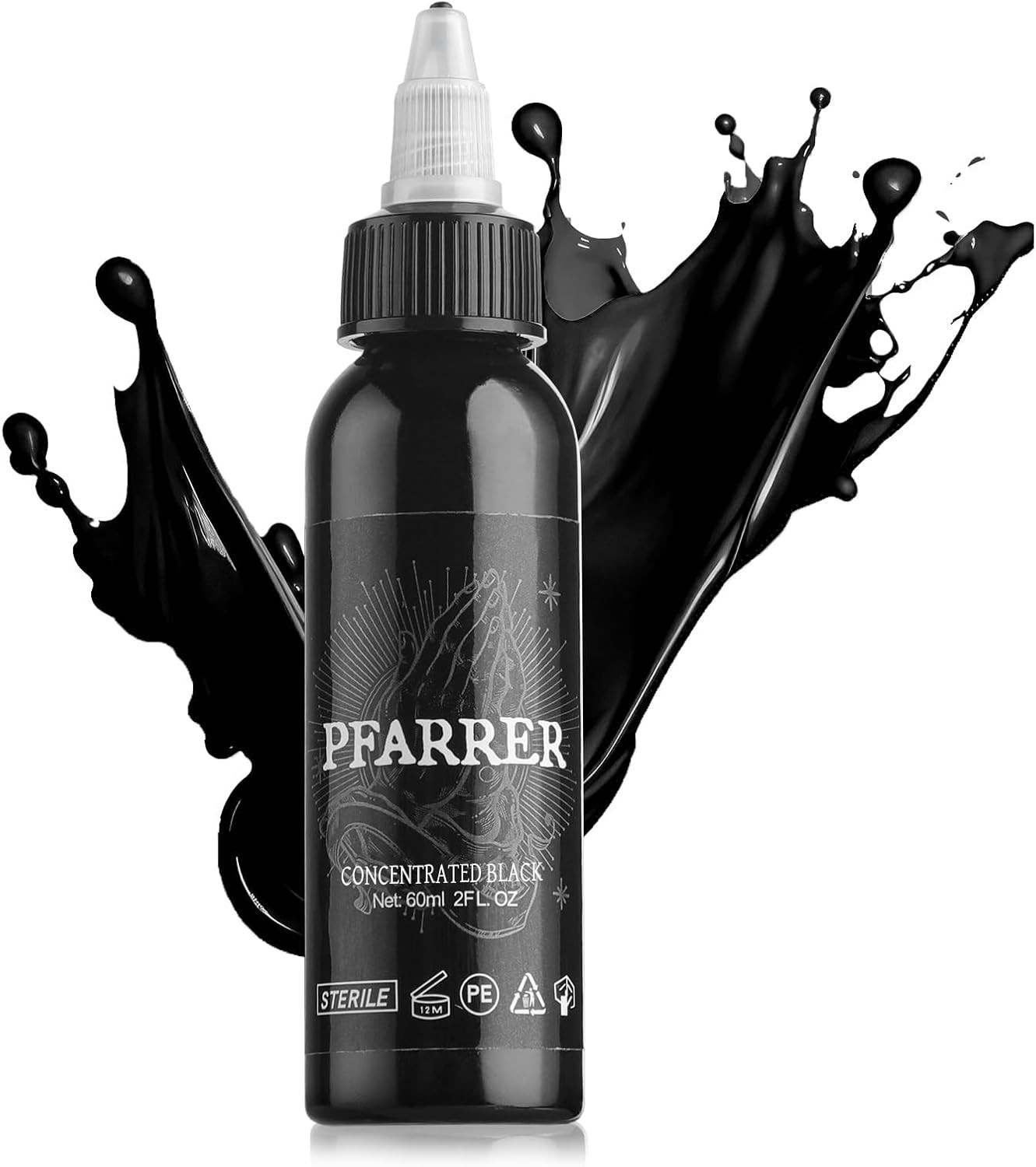 Black Tattoo Ink 2Oz(60Ml) Vegan-Friendly USA Standard Pigment Tattoo Supplies C