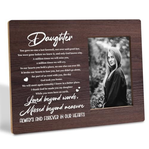 Wood Picture Frame for Tabletop Display, Grieving Gift for Loss of Daughter
