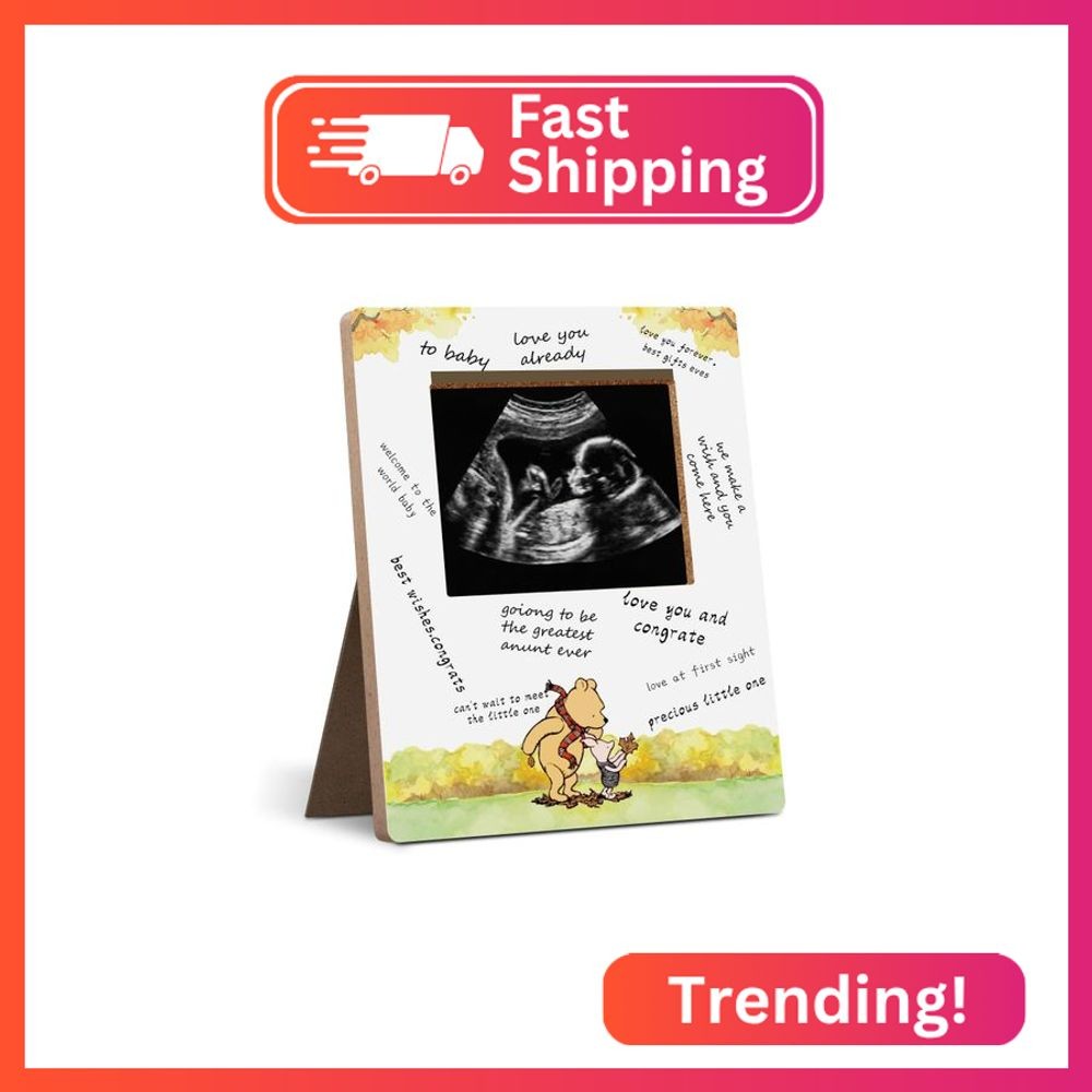 Hatzelou Winnie Baby Shower Sign Picture Frame, Winnie Sonogram Picture Frame, B