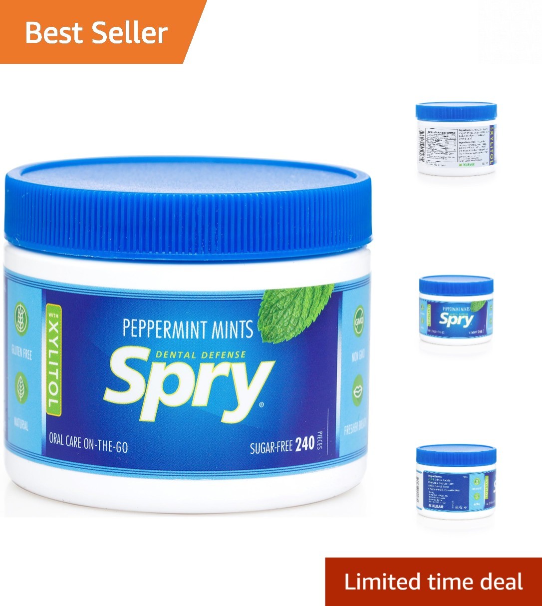 Xylitol Sugar Free Peppermint Mints - 240 Count for Oral Health & Fresh Breath