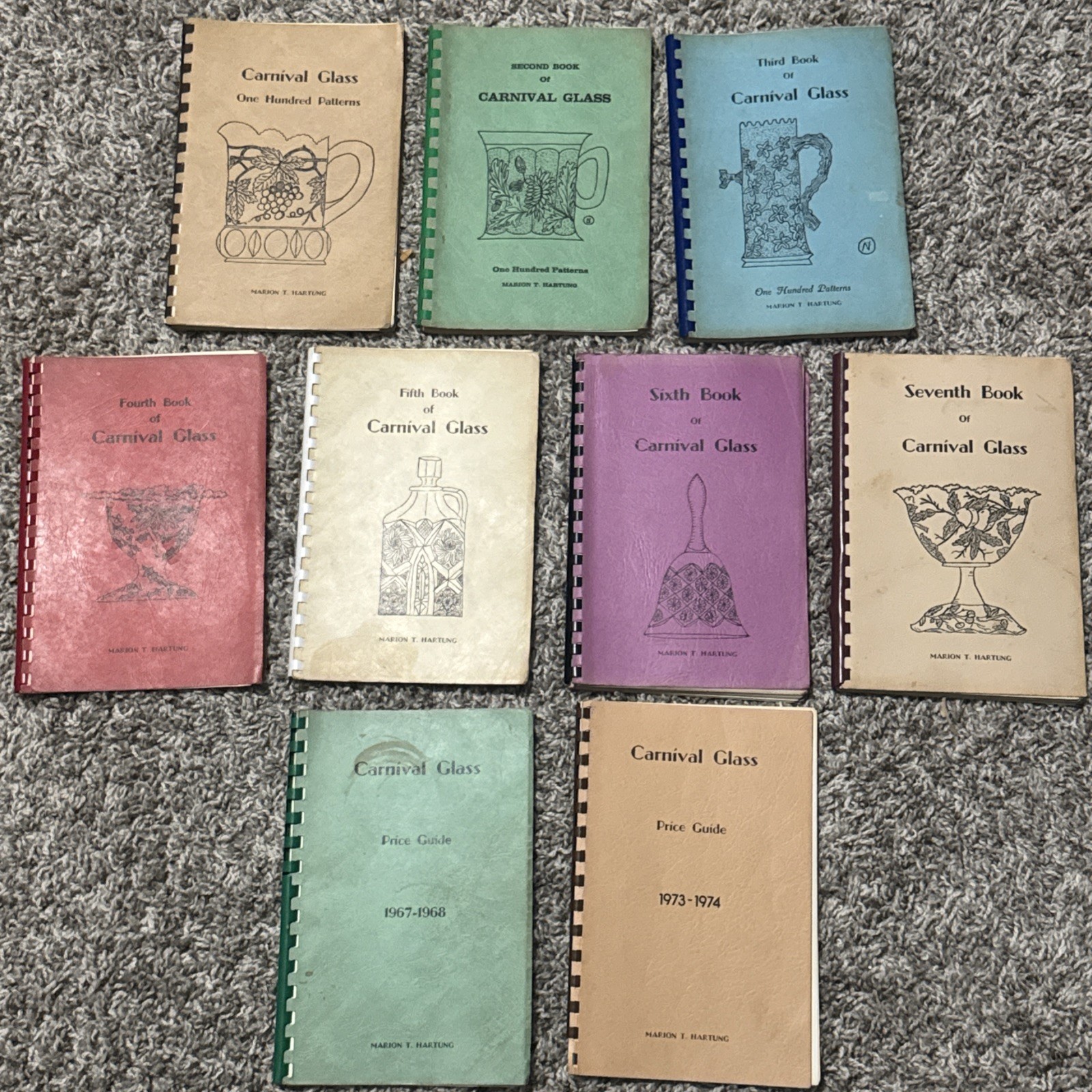 Carnival Glass One Hundred Patterns Books 1-7 Two Price Guide 1st Edition Rare!