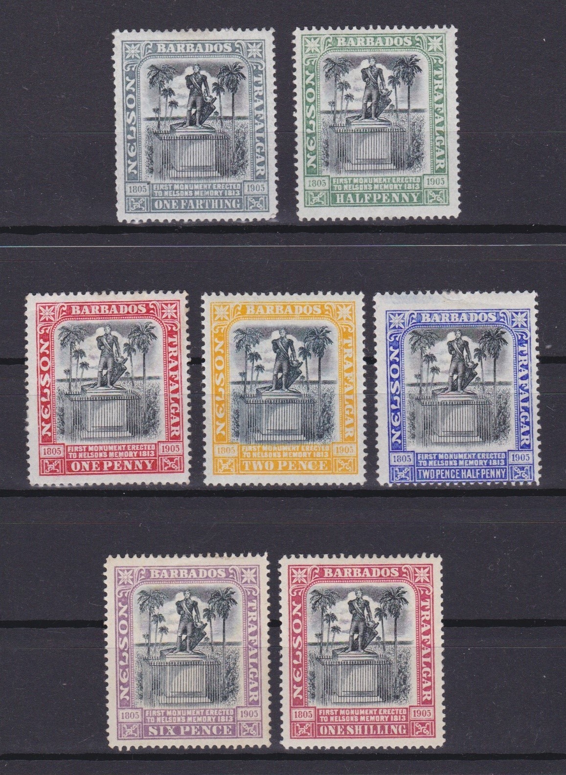 BARBADOS 1906, SG# 145-151, CV £75, Wmk Crown CC, MH