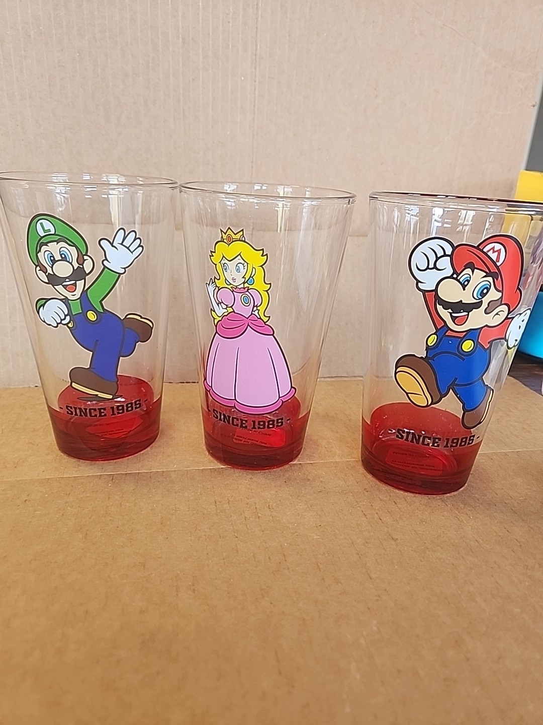Super Mario Drinking Glasses-Mario, Luigi, Princess Peach
