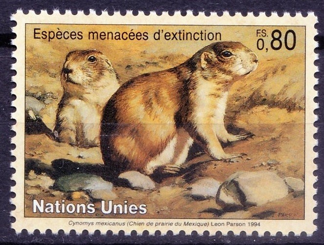 United Nations Geneva 1994 Mint no gum, Endangered Animals, Mexican prairie dog