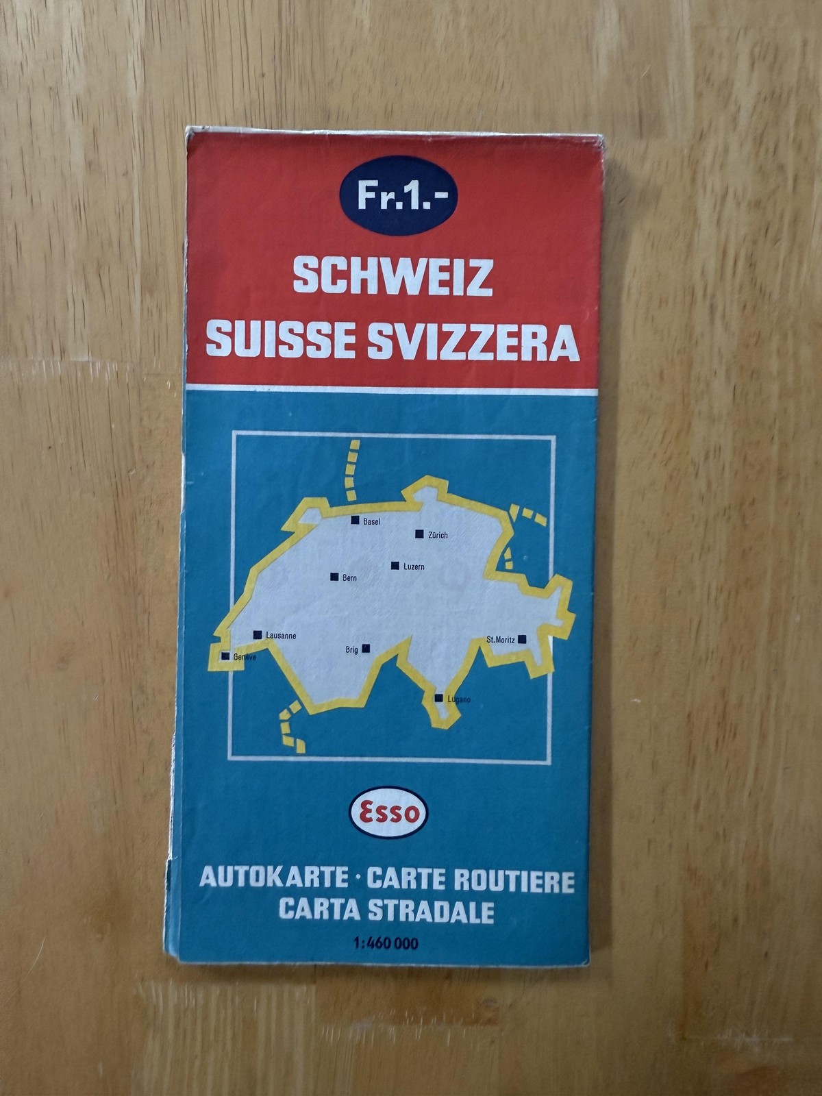 Vintage Esso Gas Schweiz Suisse Svizzera Road Map Autokarte Folding 1:460000