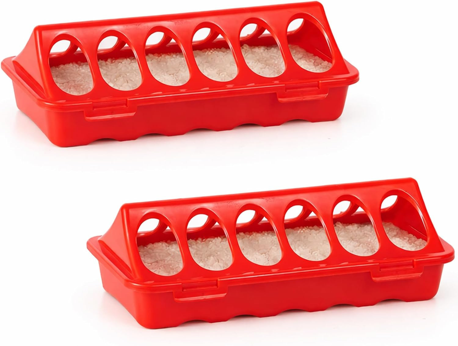 2 Pcs Poultry Feeder Trough, 8" Plastic Flip-Top Chick Feeders No Waste, Spill-P