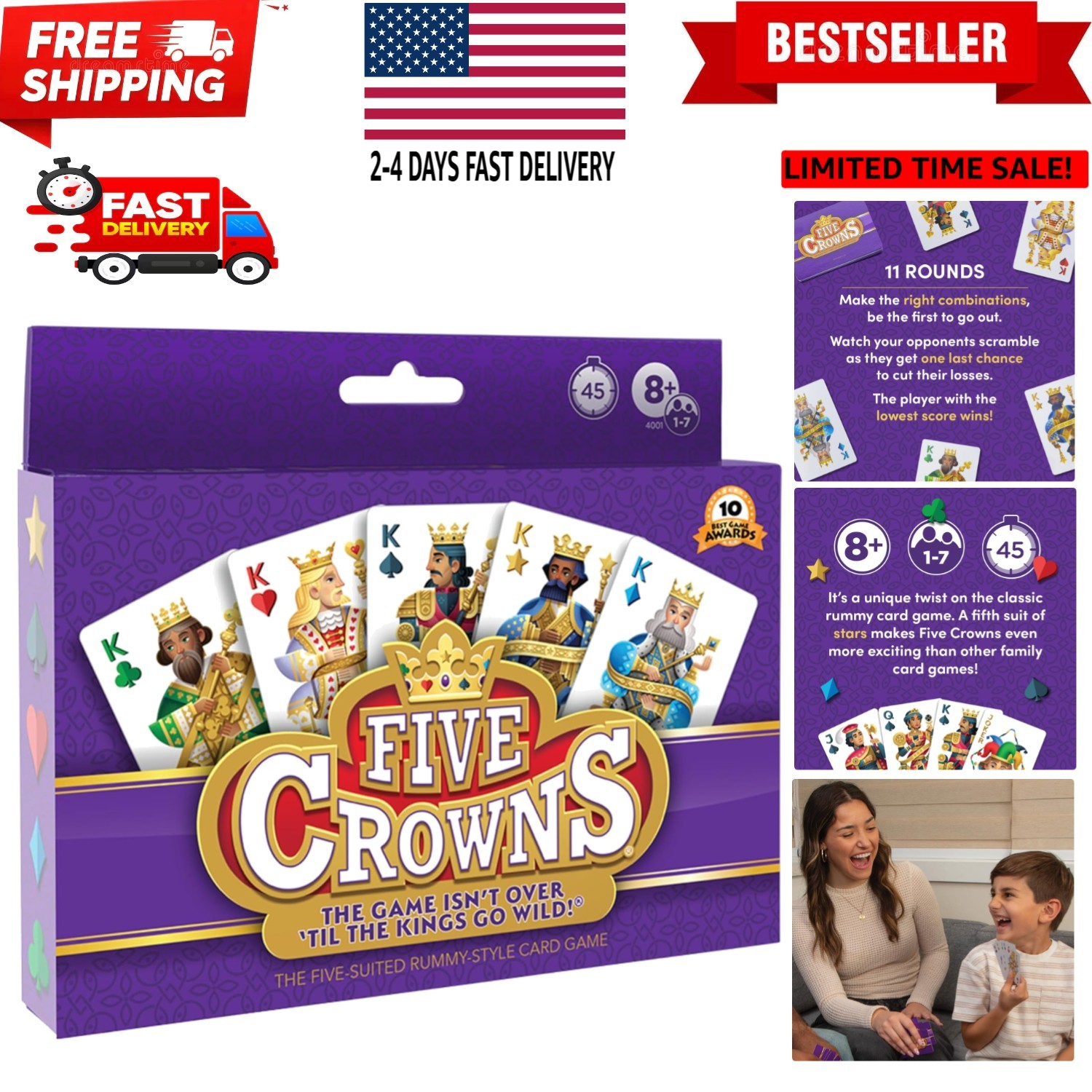 Five Crowns – Card Game for Kids and Adults, Travel and Family Game Night Fav...