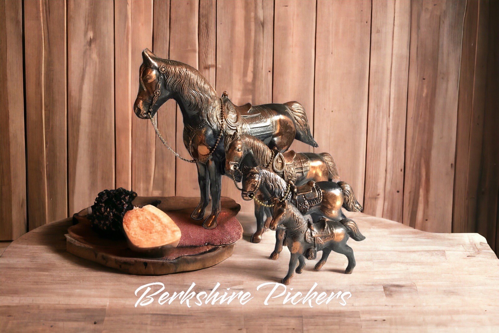 Rare Antique Brass Equestrian Set Of 4 1930's