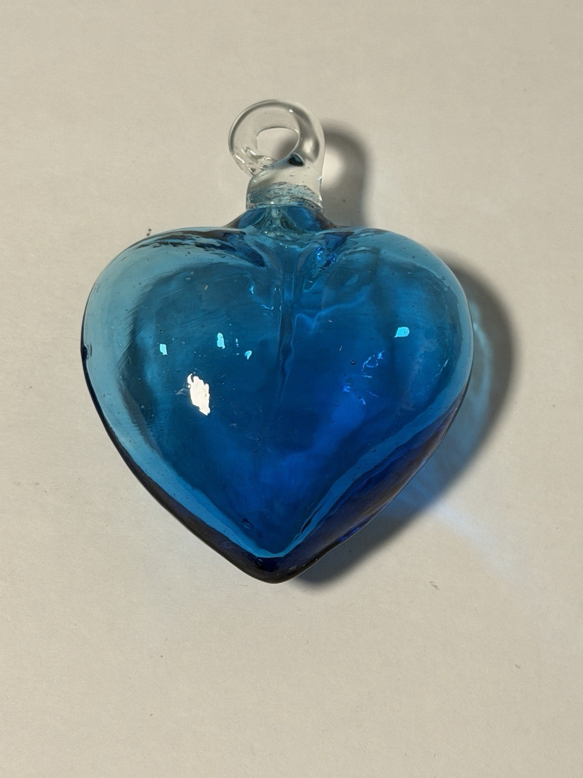 Handblown Mexican Glass Heart Blue