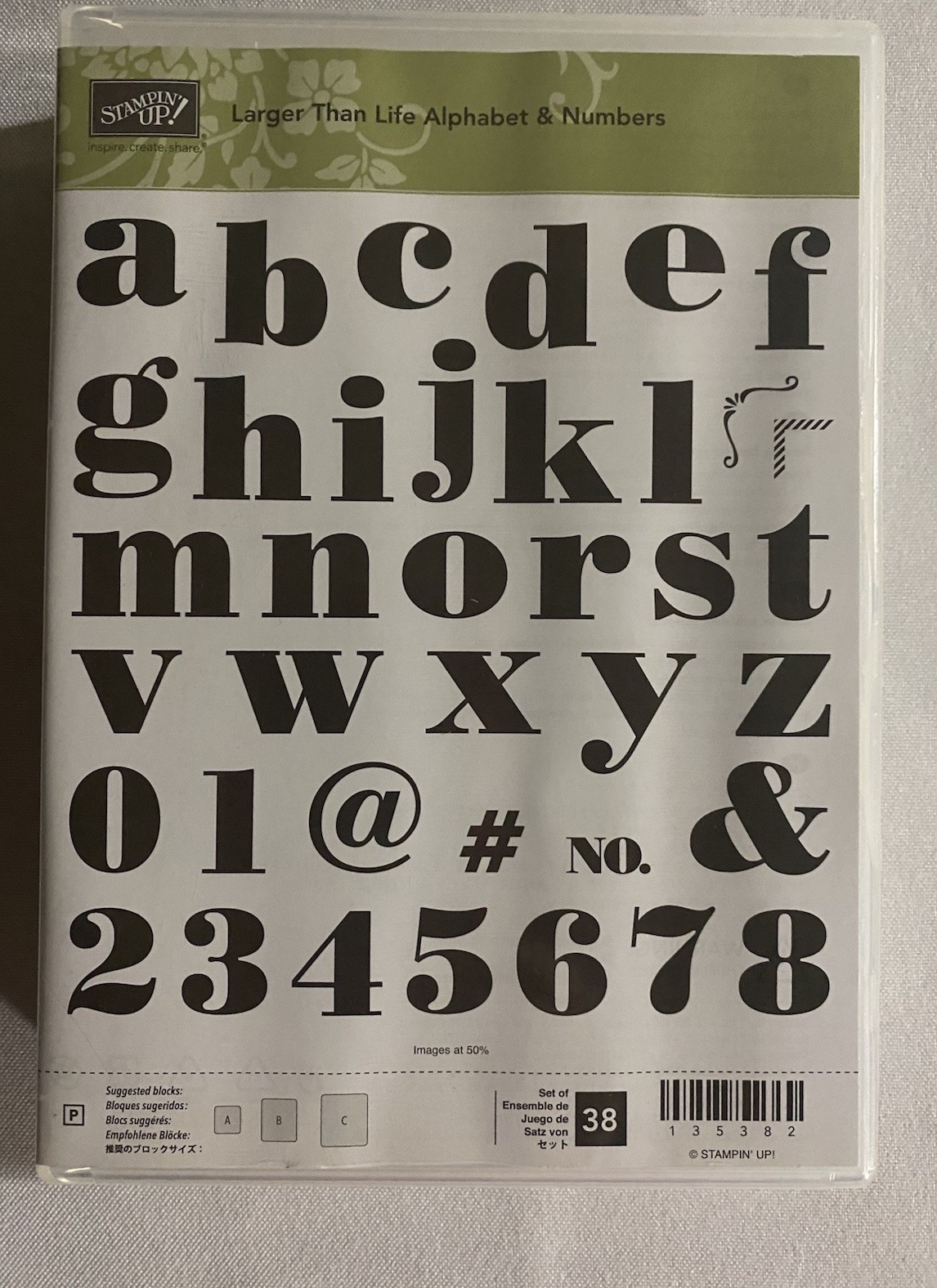 Stampin' Up LARGER THAN LIFE ALPHABET & NUMBERS Stamp Set LETTERS SYMBOLS 135382