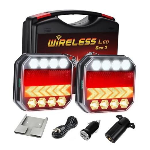  Wireless Trailer Lights Magnetic, LED Boat Utility Tail Light Kit, Car Tow 