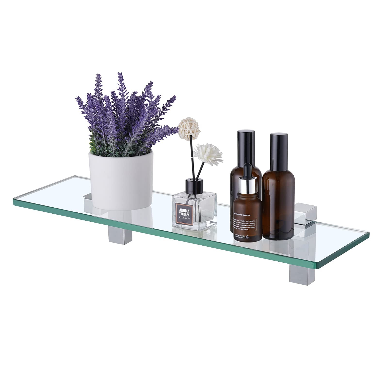 KES Glass Shelf for Bathroom, Glass Wall Shelves 16 Inch Floating Shelf Polished