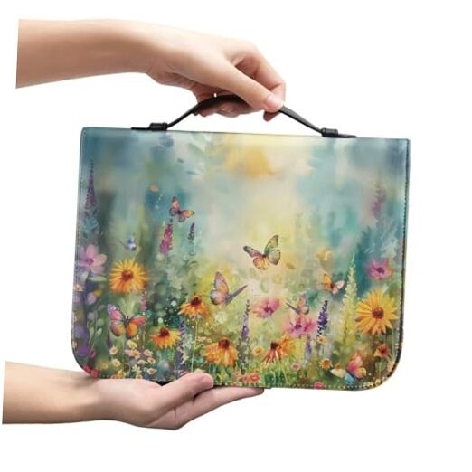 Pattern Bible Cover for Women Men, Bible Case Bag Large Boho Butterfly Floral