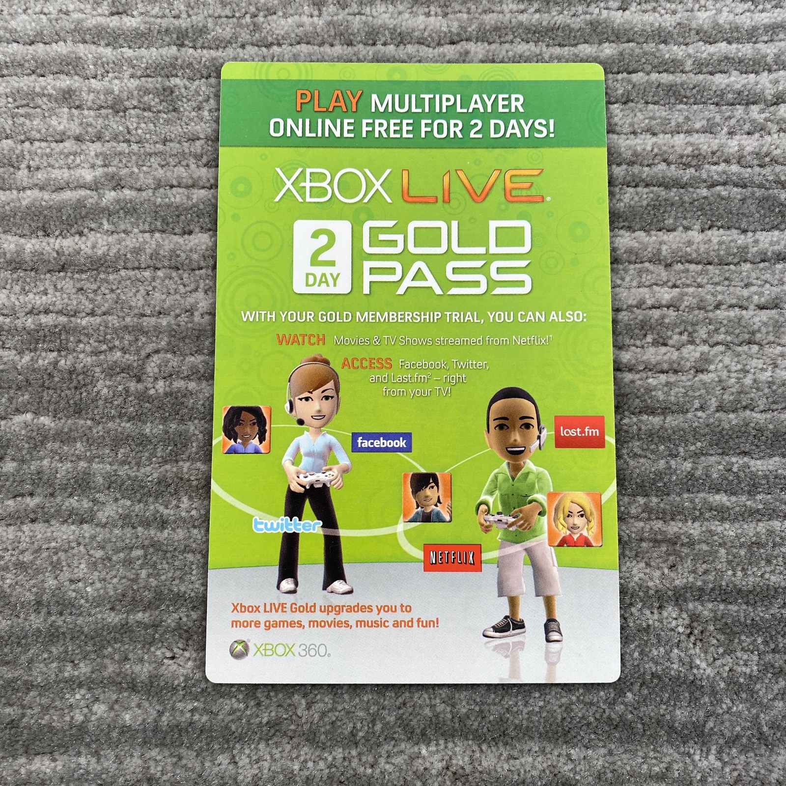 Microsoft Xbox 360 Live 2 Day Gold Pass Subscription Card Membership Code Trial