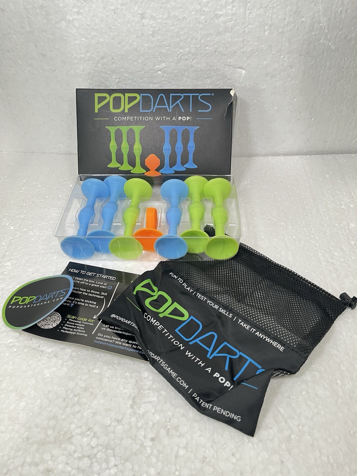 Pop Darts Blue Green, Indoor Outdoor Tossing, Family Game