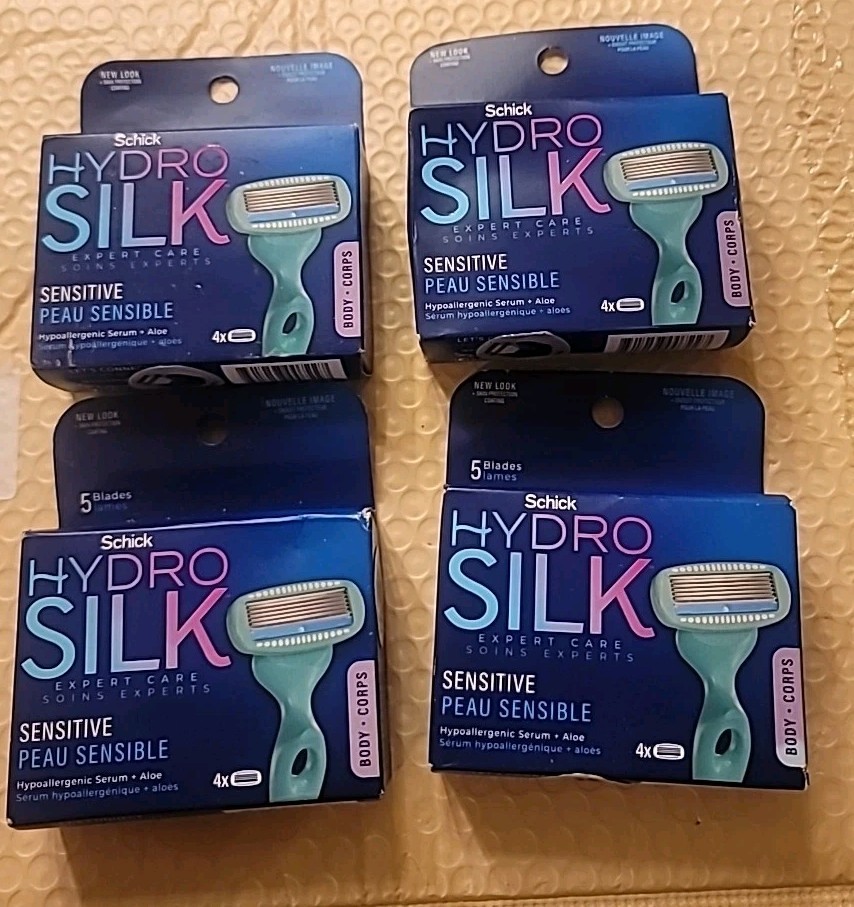 LOT OF 4 Schick Hydro Silk Sensitive Care Hypoallergenic Serum Razor Refill 