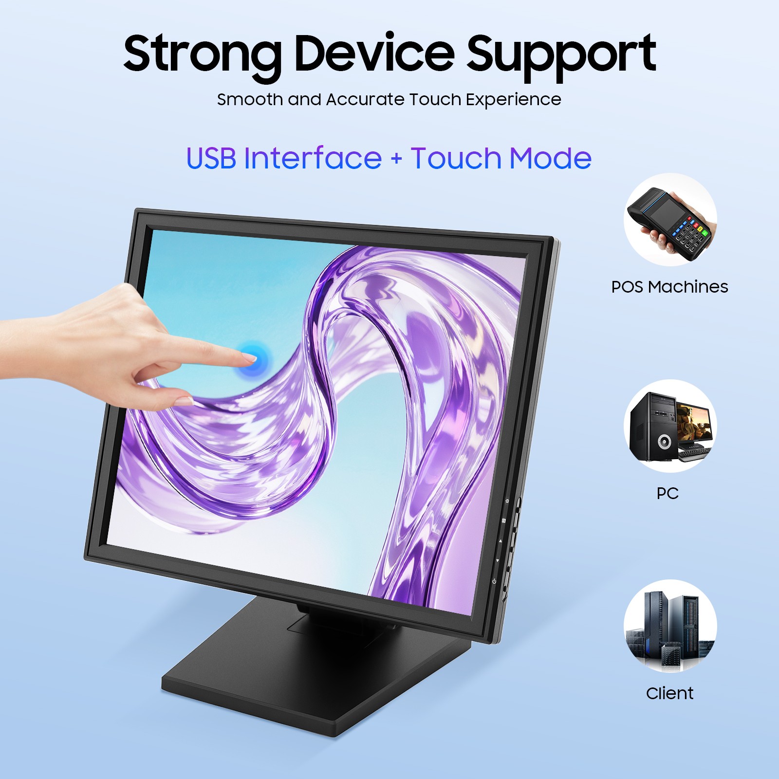 17 Inch Touch Screen POS LCD TouchScreen Monitor Retail Kiosk Restaurant Bar NEW