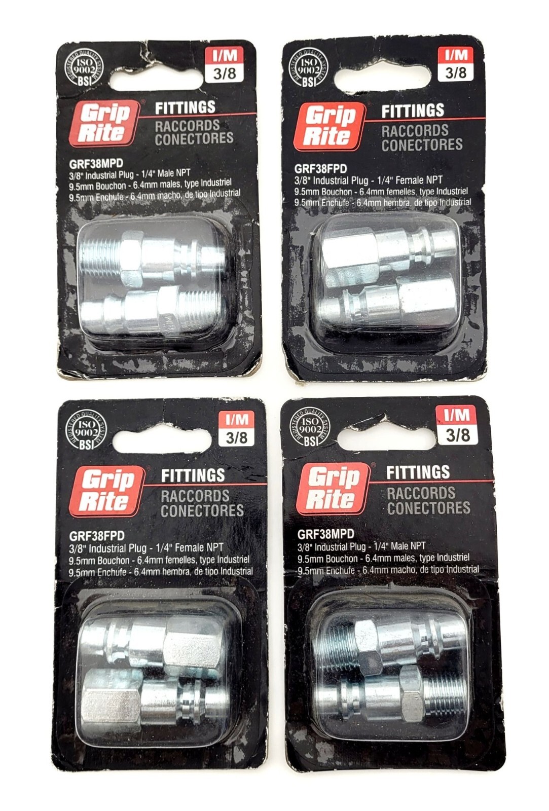 Grip Rite Fittings GRF38FPD 3/8" Industrial Plug-1/4" Male NPT Lot of 4-2 Packs