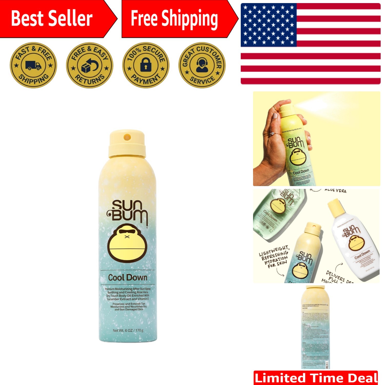 Aloe Vera After Sun Spray - 6 oz  Solution for Soothe and Hydrate Sunburn