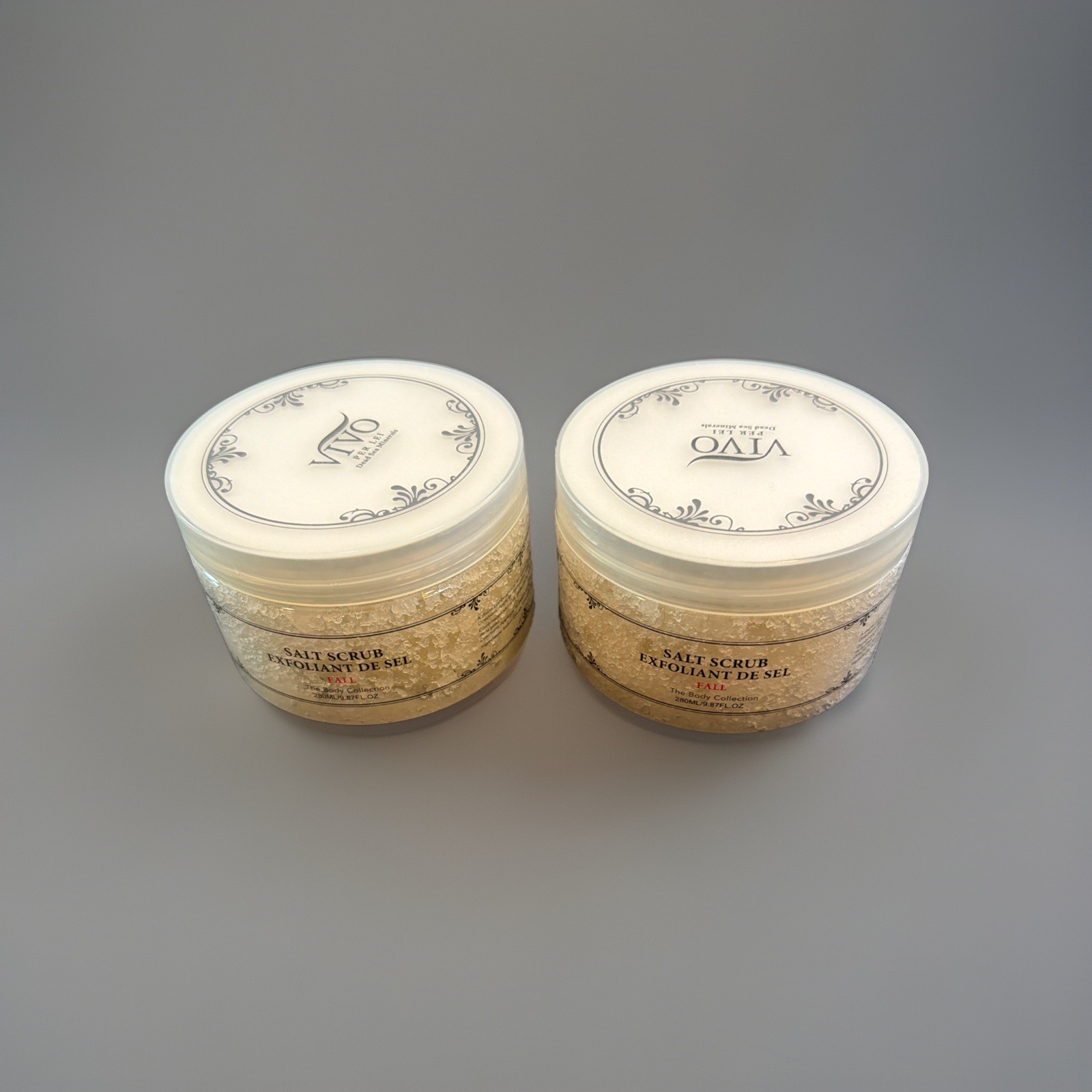 LOT OF 2: Vivo Per Lei Dead Sea Minerals Salt Scrub - FALL - New & Sealed 9.87oz