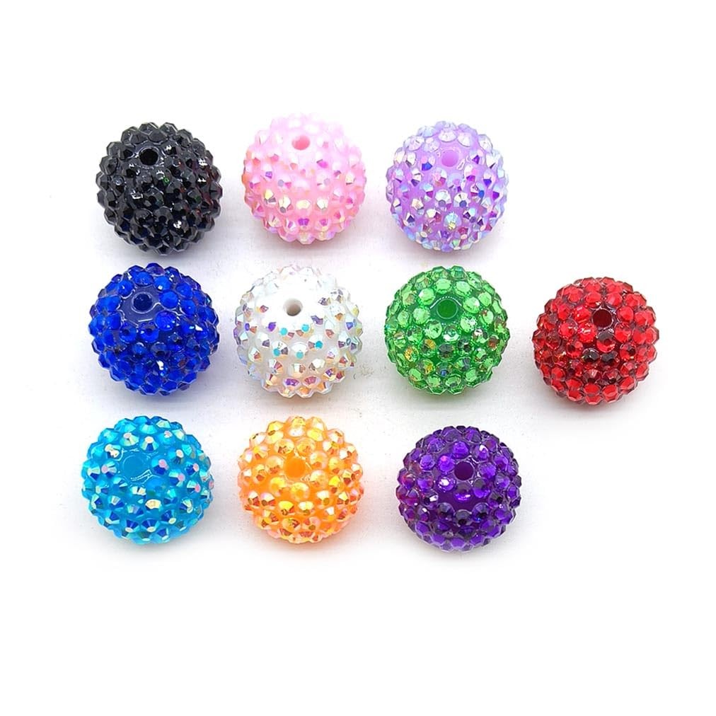 Rhinestone Beads, 10 Colors Sparkly Crystal Ball Large, Multi color 
