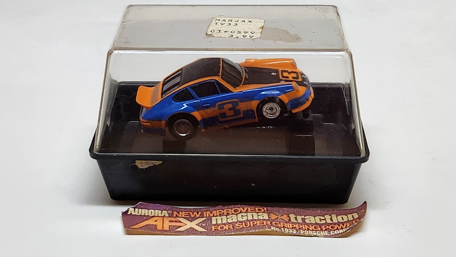 AURORA AFX MAGNA TRACTION No.1933 PORSCHE CARRERA SLOT CAR  BLUE-ORANGE