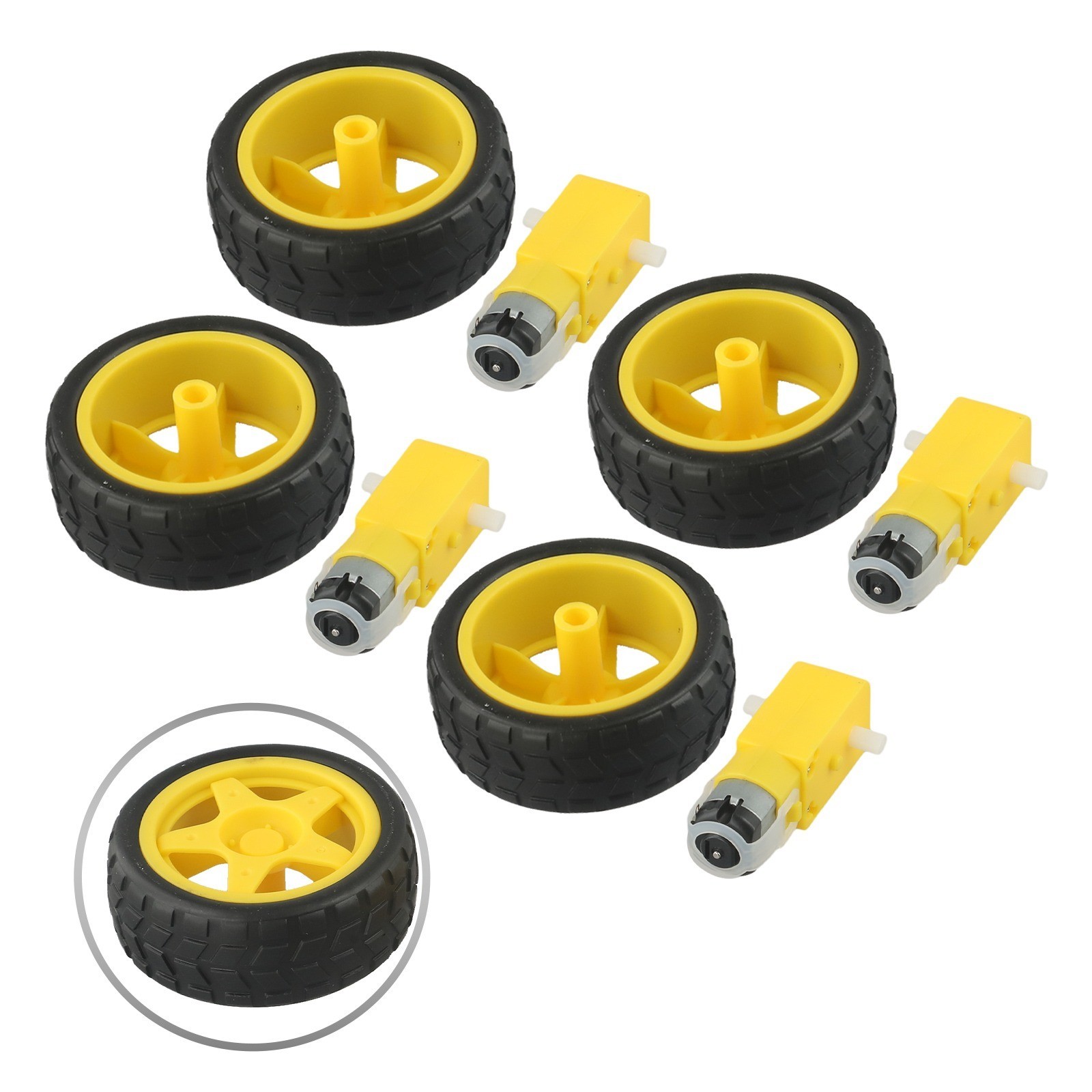 Smart Robot Car Components Gear Motors and Tire Wheels Designed for Education