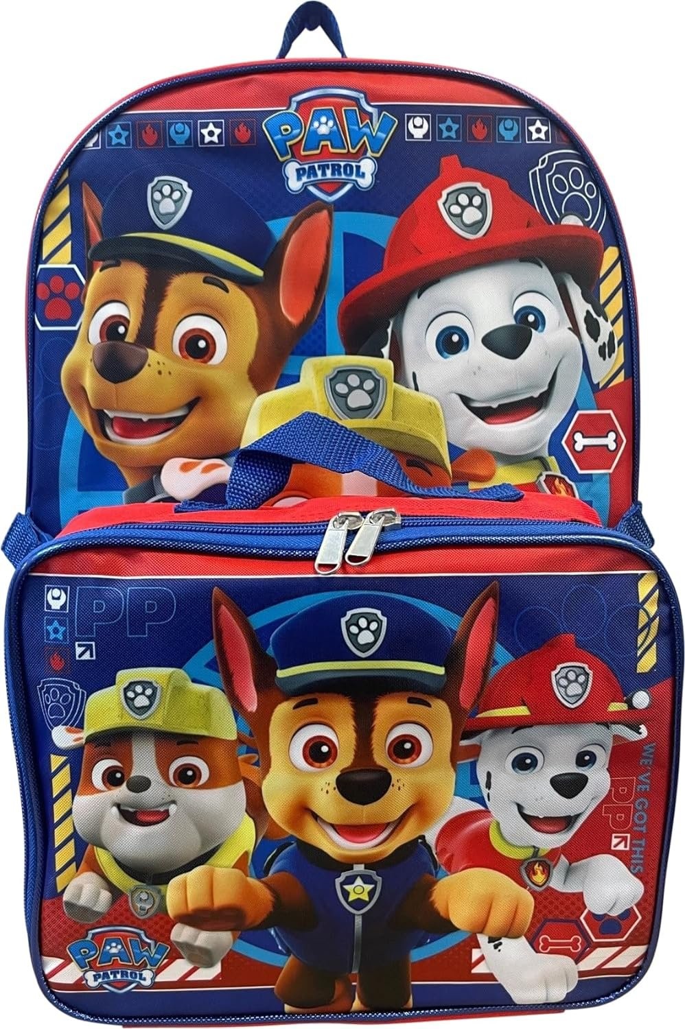 Ruz Paw Patrol Boy's 16 Inch Backpack With Removable Matching Lunch Box Set...
