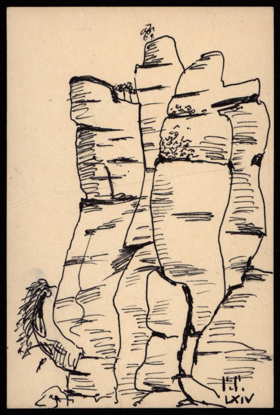 Rossy, Rock Scene. (1964). Signed Original Drawing.