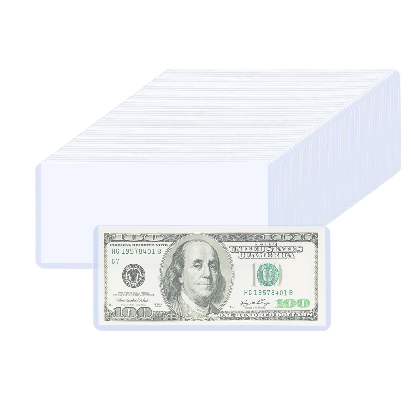 ABuff 60 Pack Hard Plastic Currency Sleeves, Clear PVC Money 6.8, 