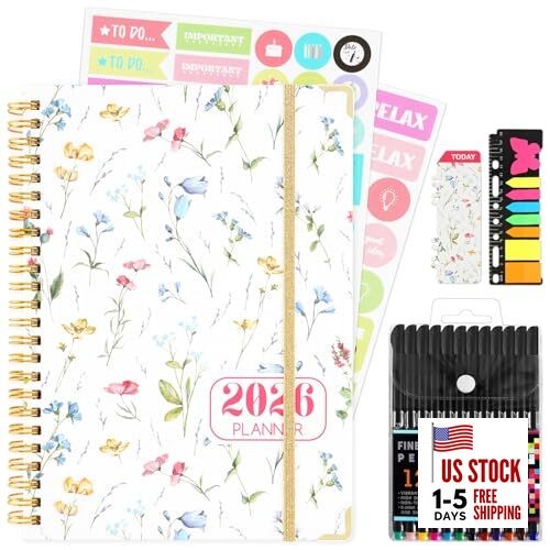 2026 Planner, Daily Weekly Monthly Planner with Tabs, 2026 Floral Multicolor